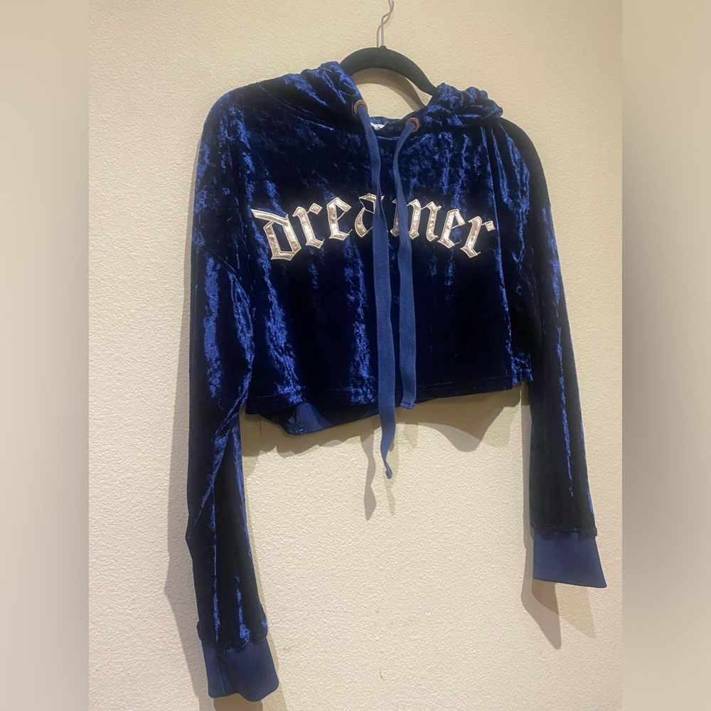 Essue velvet cropped hoodie